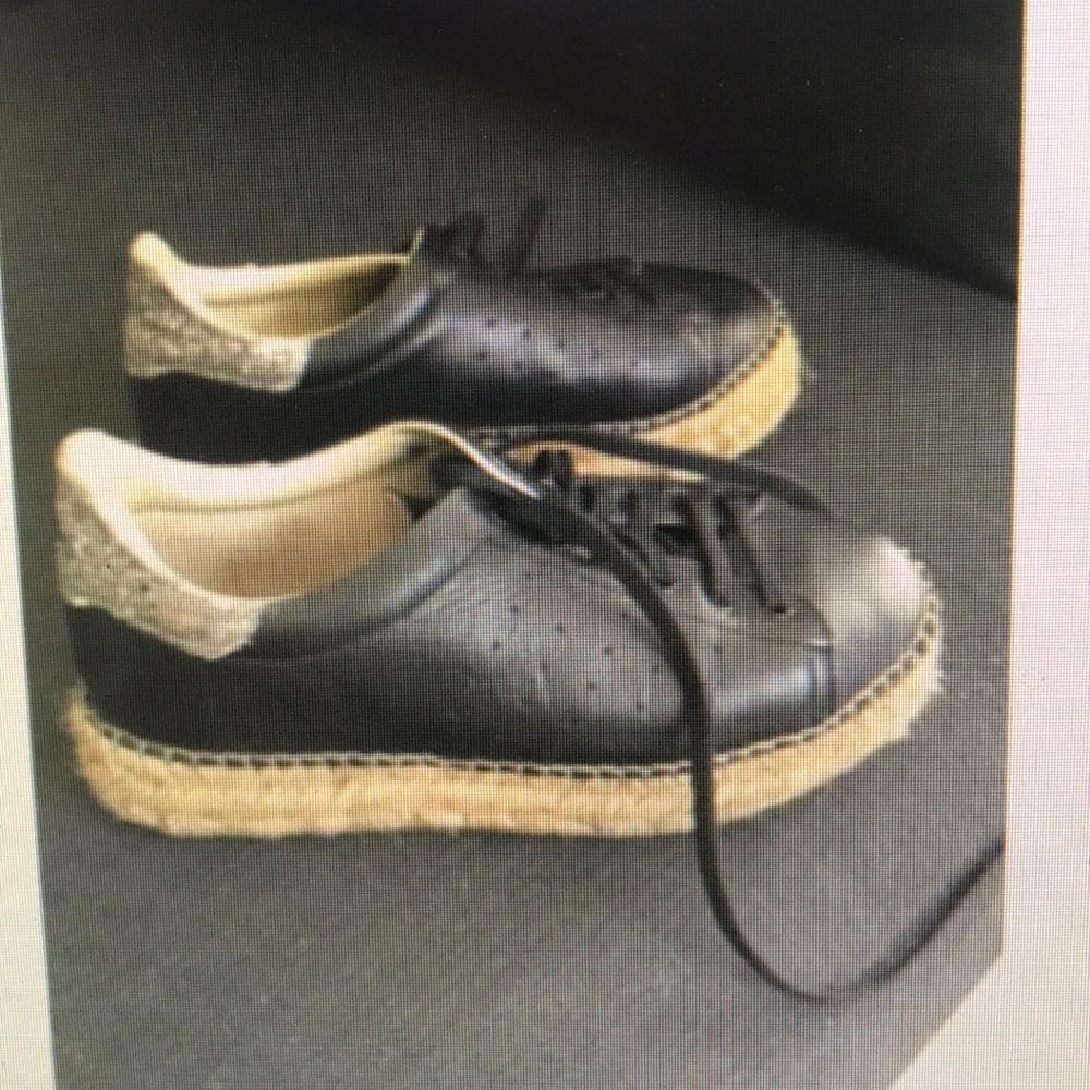 The Shoe Box 36 black leather silver sequin burlap